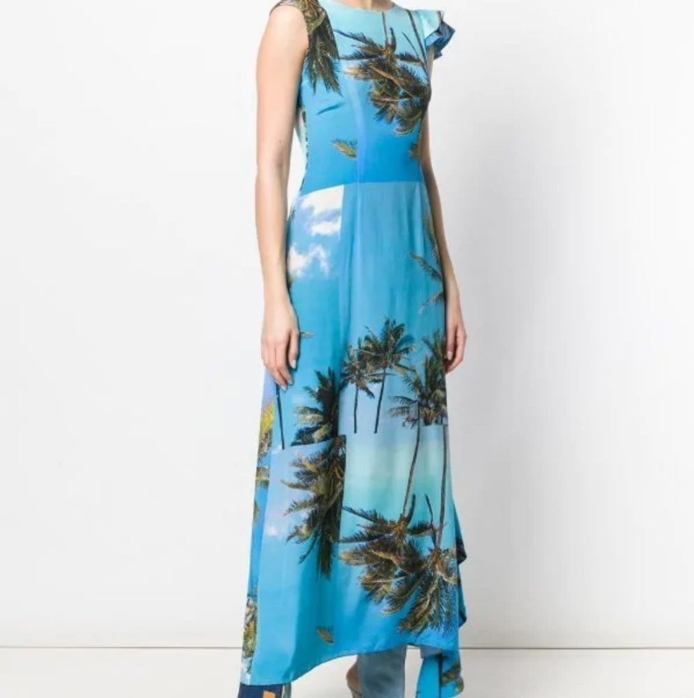 Natasha Zinko Dress Printed Frilled‎ Maxi Sz 6